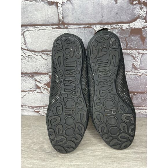 Jimmy Choo Black Leather Perforated Laser Cut Bow Ballet Flats Women 37EU/6.5M - Picture 8 of 16